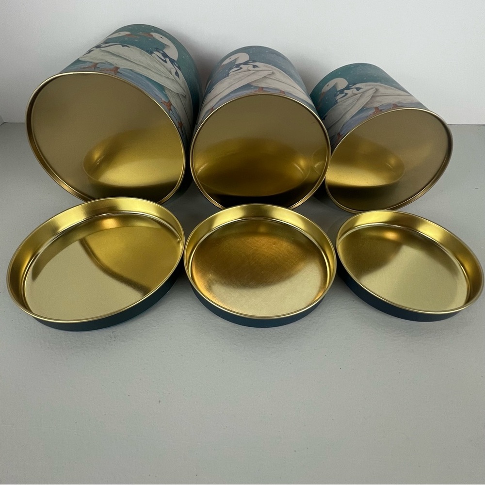 Vintage Metal Winter Geese Canister Set - Picture 2 of 8